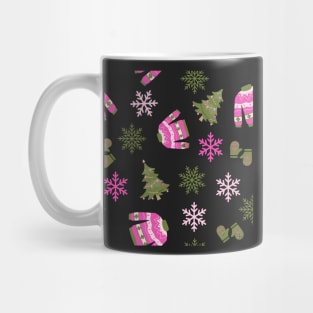 Pink Christmas tree and sweater pattern Mug